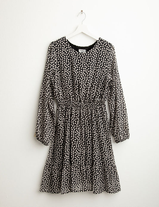 Abito in georgette stampata donna white black fw25w04as cc-a0009