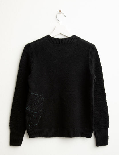 Maglia girocollo floreale ricamata con filo lurex