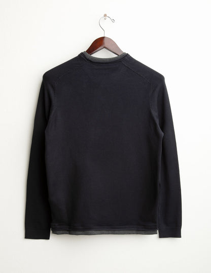 Maglia girocollo raglan con dettagli a contrasto