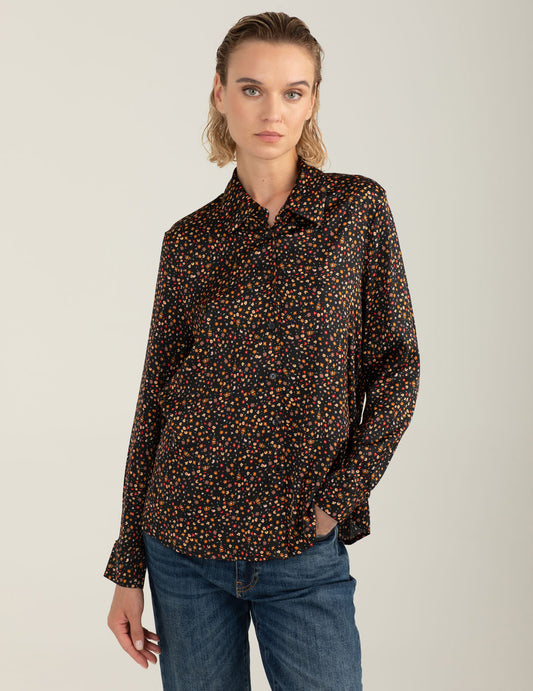 Printed stretch satin shirt woman multicolor fw25w10cs cc-a1406