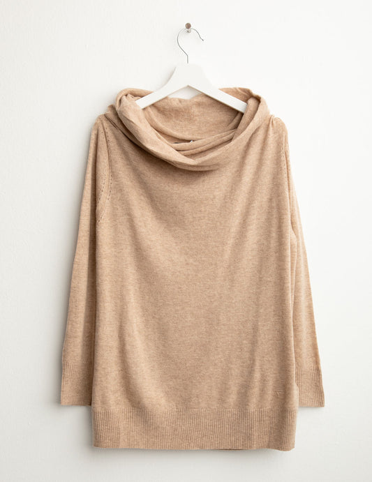 Maglia dolcevita a collo ampio donna beige fw25w10md cc-a0101