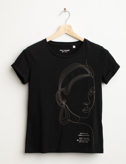 T-shirt con micro-catenella e stampa lamina
