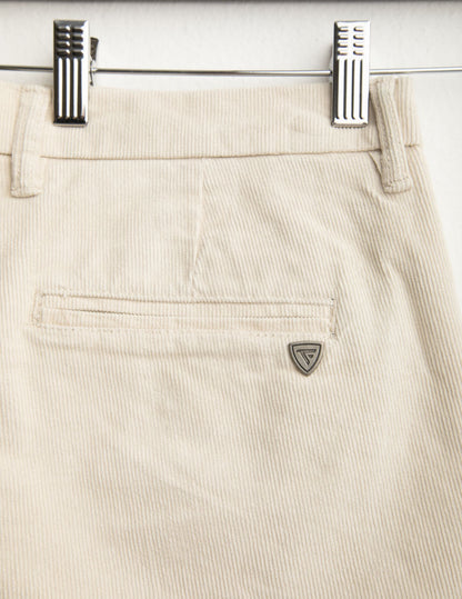 Corduroy chino trousers with front pleats