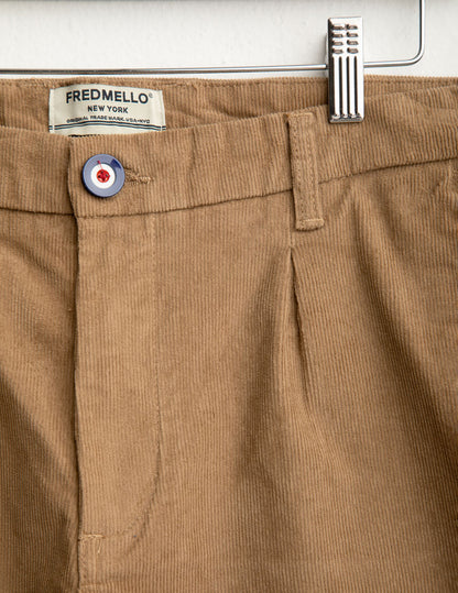 Corduroy chino trousers with front pleats