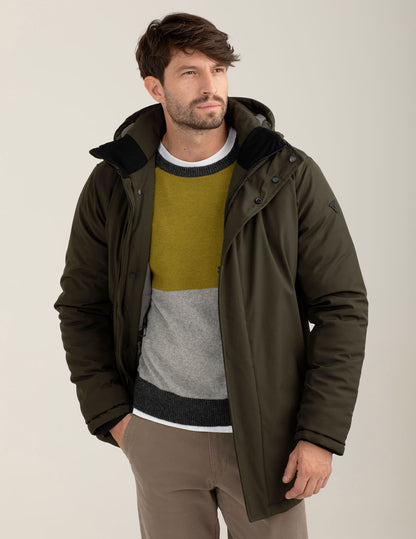 Soft-shell parka with detachable hood