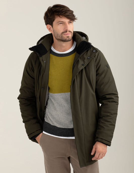 Parka in soft-shell con cappuccio staccabile uomo army fm25w23ku cc-a0804