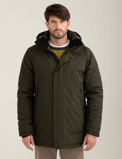 Soft-shell parka with detachable hood