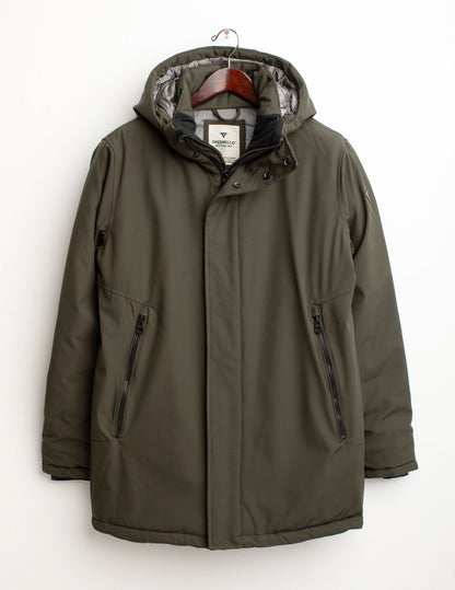 Soft-shell parka with detachable hood
