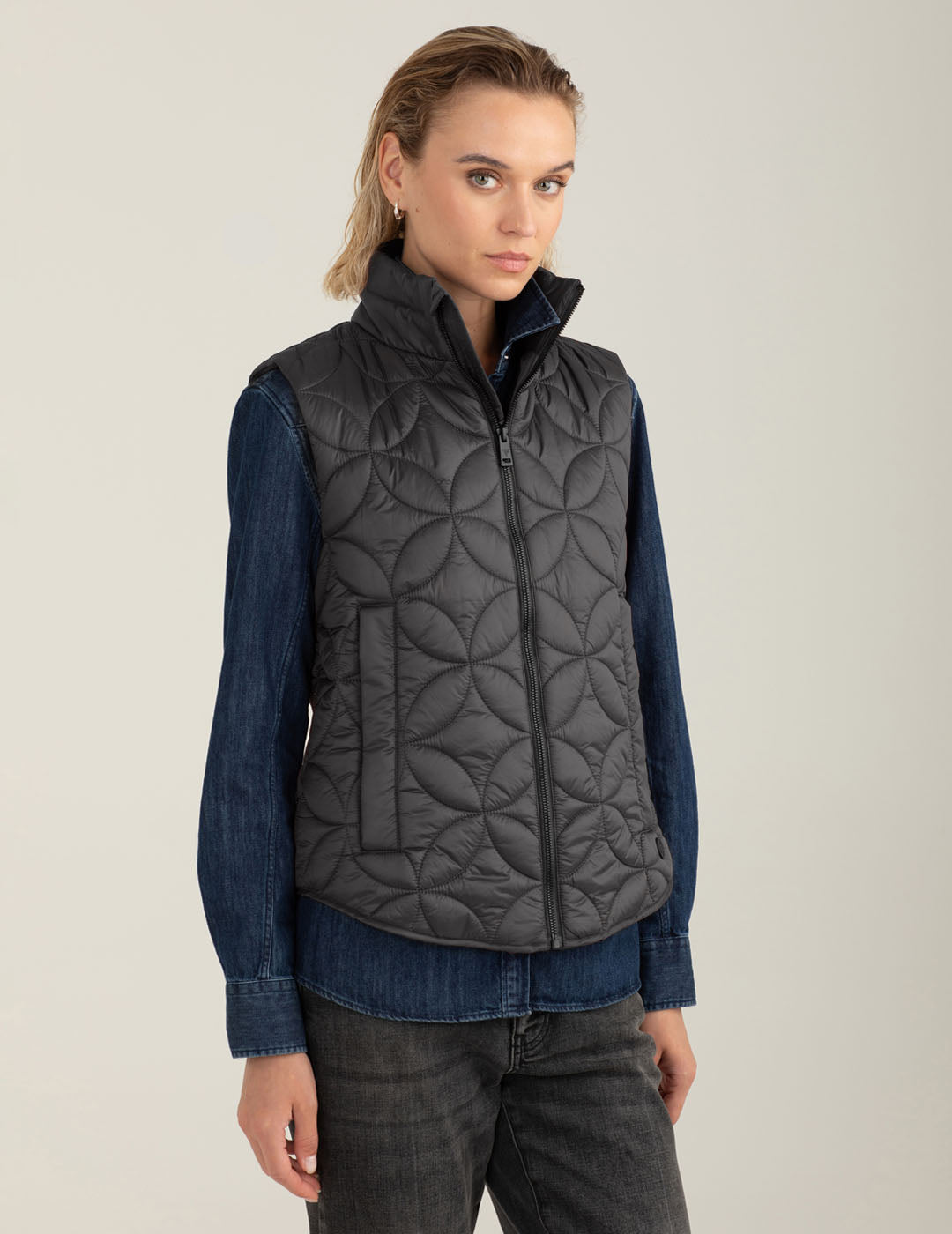 Piumino trapuntato smanicato donna black fw25w16ks cc-a0951 Piumino trapuntato smanicato