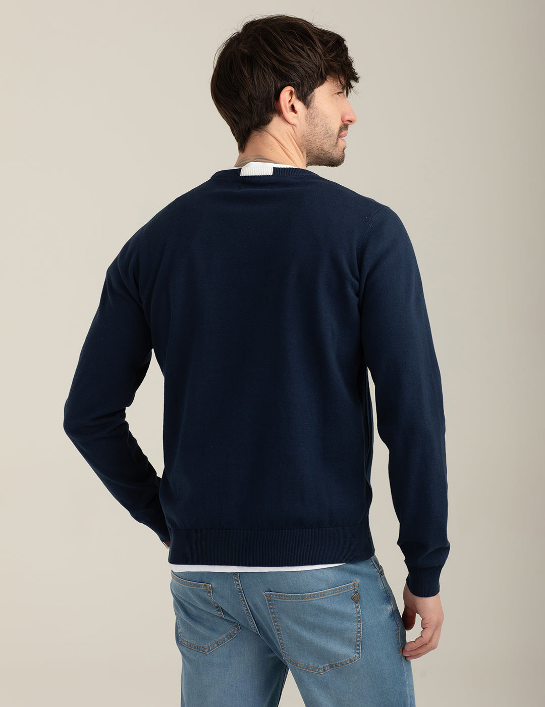 Maglia girocollo a maniche lunghe uomo blue fm26s01mg cc-a0601 Maglia girocollo a maniche lunghe