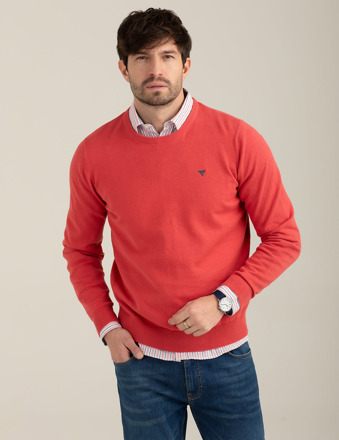 Long-Sleeve Crew Neck Knit man lobster fm26s01mg cc-a0211 Long-Sleeve Crew Neck Knit