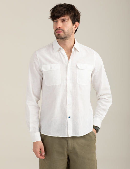 Camicia in popeline con tasche uomo white fm26s02cu cc-a0001