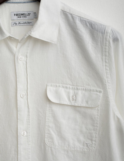 Camicia in popeline con tasche