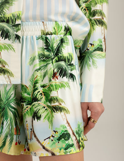 Printed Satin Bermuda Shorts