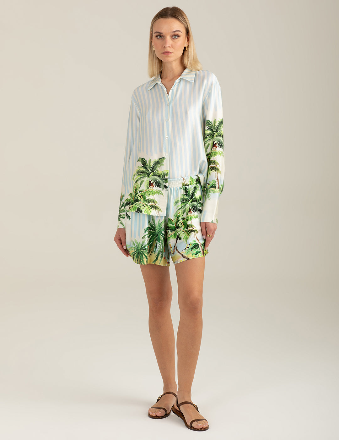 Printed Satin Bermuda Shorts woman sky fw26s31et cc-a0705 Printed Satin Bermuda Shorts