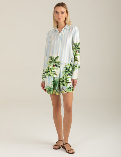 Printed Satin Bermuda Shorts