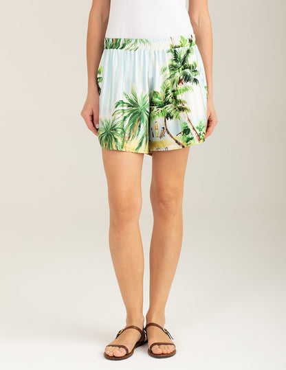 Printed Satin Bermuda Shorts