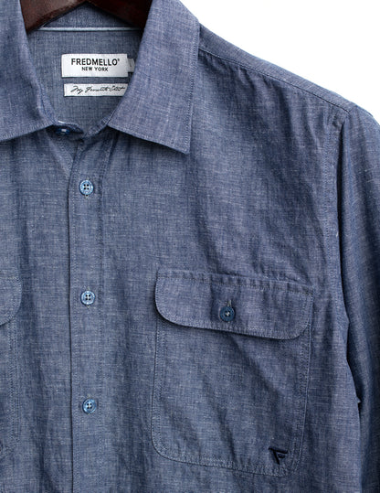 Camicia in popeline con tasche