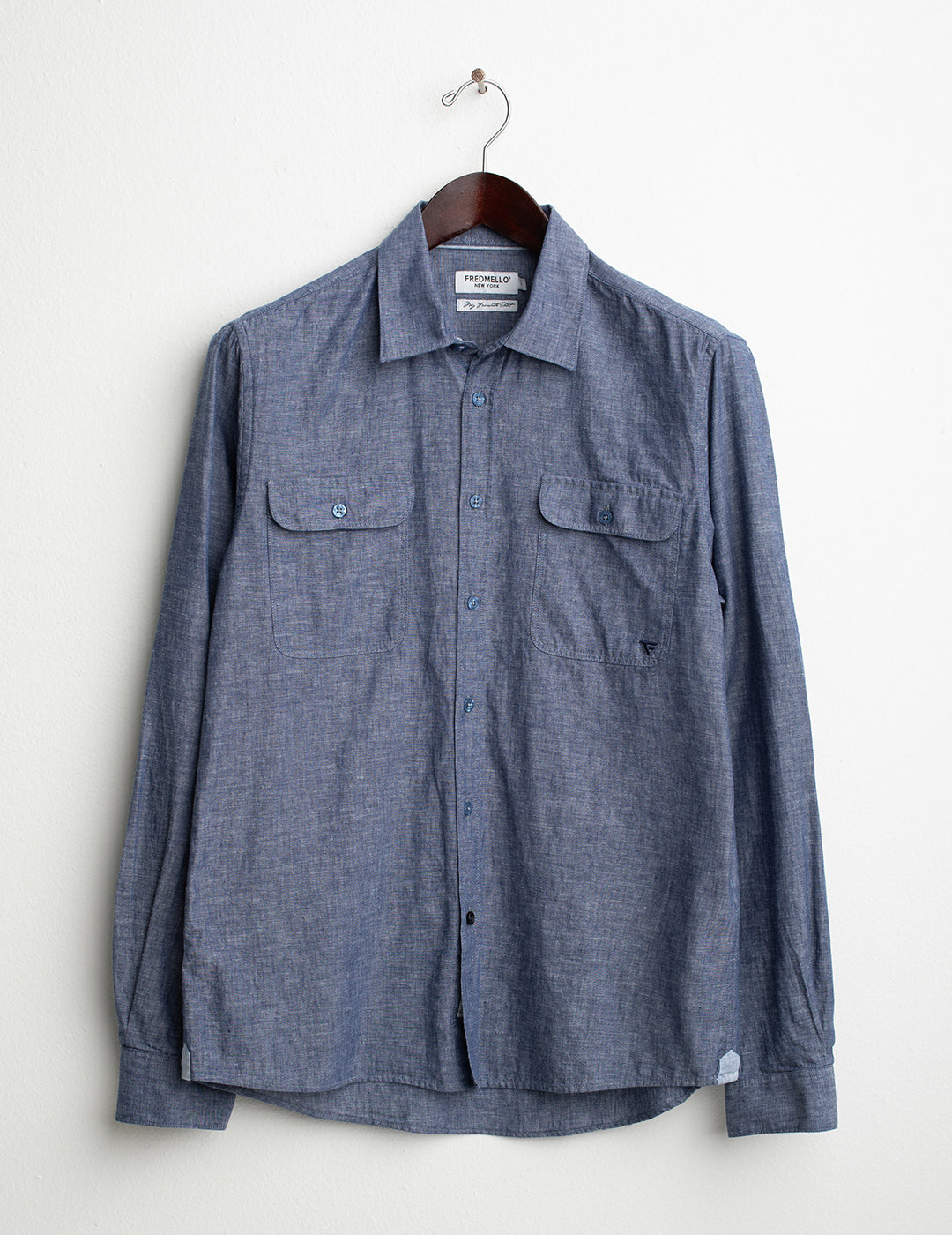 Camicia in popeline con tasche uomo blue fm26s02cu cc-a0601 Camicia in popeline con tasche