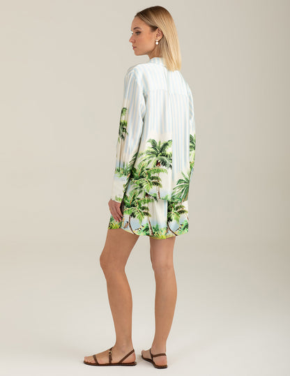 Printed Satin Bermuda Shorts