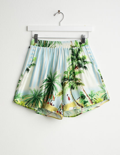 Printed Satin Bermuda Shorts