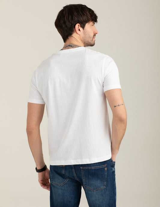 Crew Neck T-Shirt with Chest Pocket - back - 002