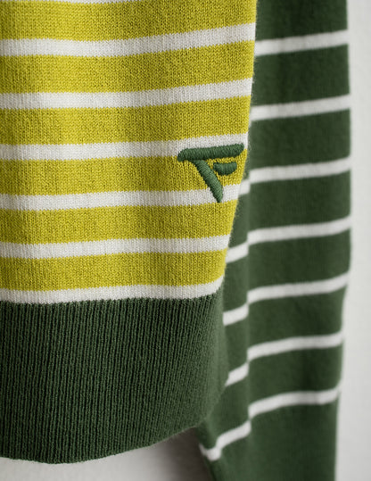 Long-Sleeve Raglan Crew Neck Knit with Stripes