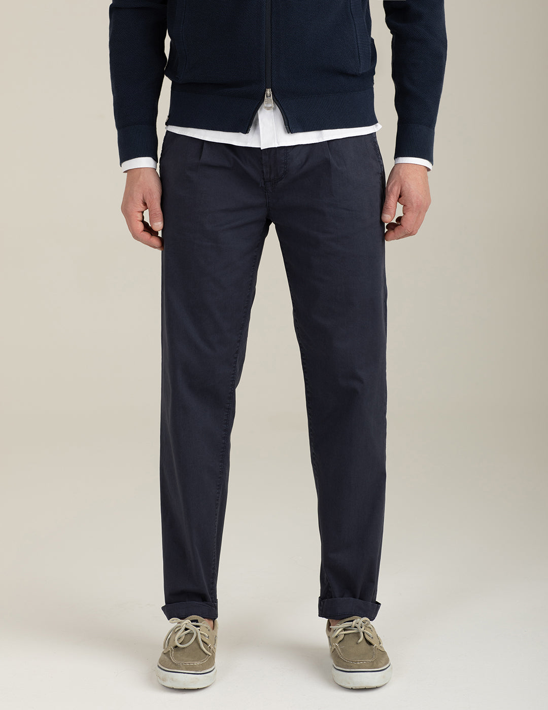 Pantalone chino in twill di satin stretch uomo blue fm26s12pu cc-a0601 Pantalone chino in twill di satin stretch