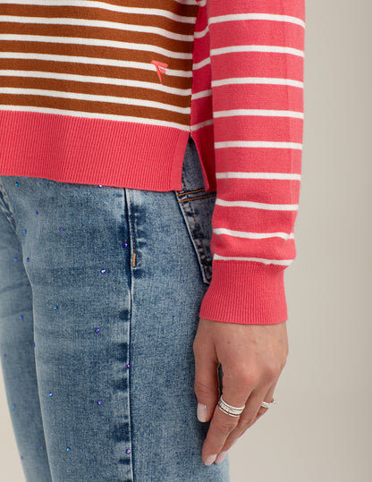 Maglia girocollo raglan a righe