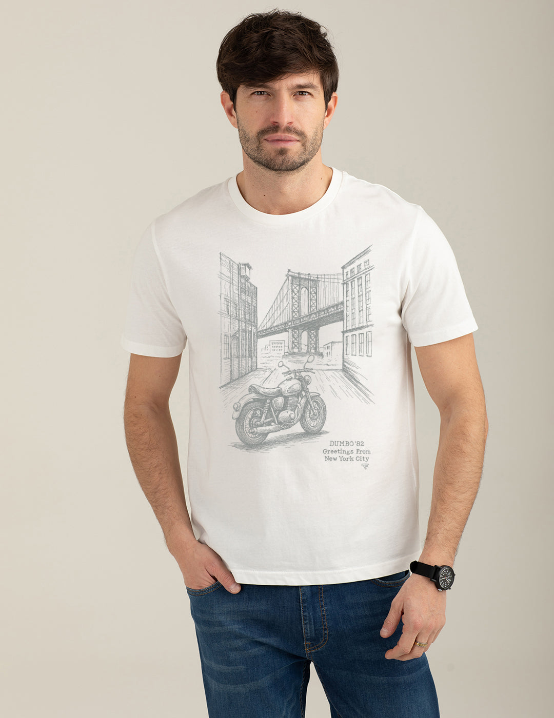 T-shirt girocollo con stampa effetto rovinato uomo off white fm26s28tg cc-a0002 T-shirt girocollo con stampa effetto rovinato