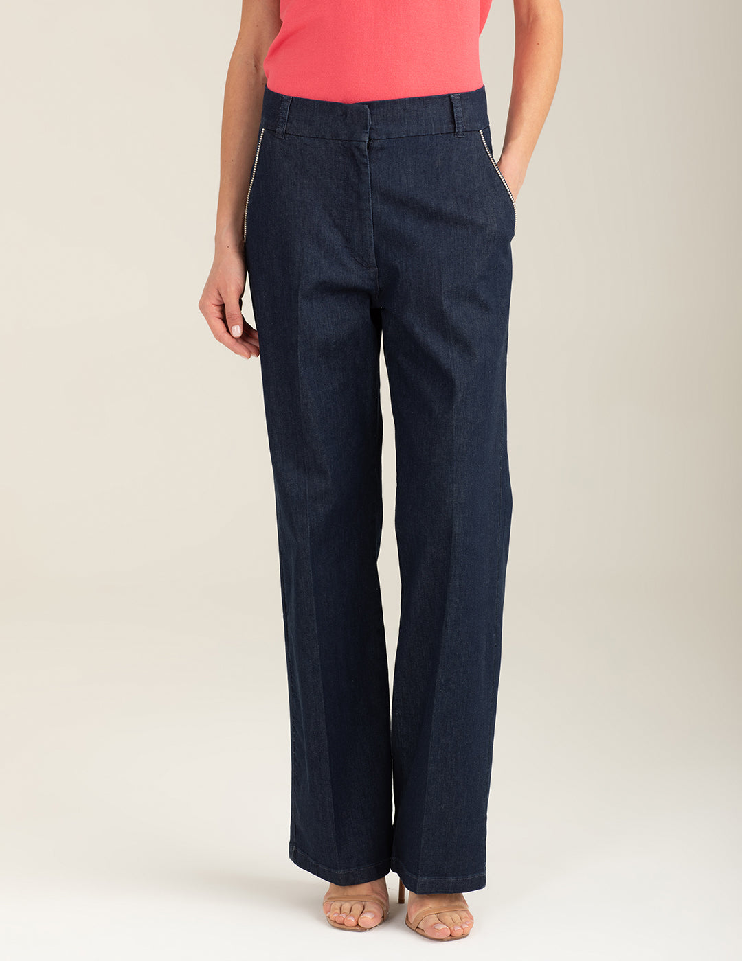 Stretch Denim Palazzo Trousers woman dark blue fw26s08pd cc-a1201 Stretch Denim Palazzo Trousers