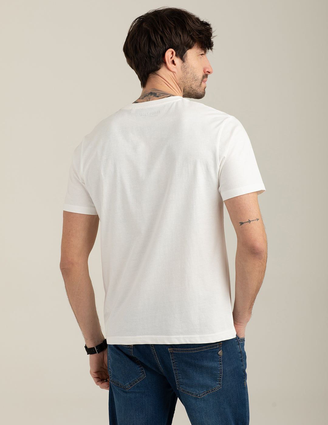 T-shirt girocollo con stampa effetto rovinato uomo off white fm26s28tg cc-a0002 T-shirt girocollo con stampa effetto rovinato