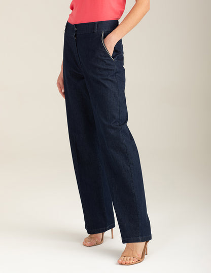 Stretch Denim Palazzo Trousers