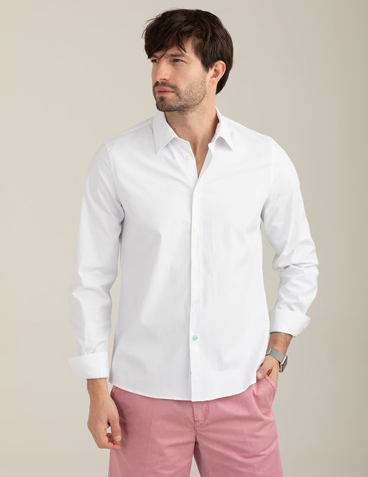 Camicia in jacquard stretch uomo white fm26s04ct cc-a0001