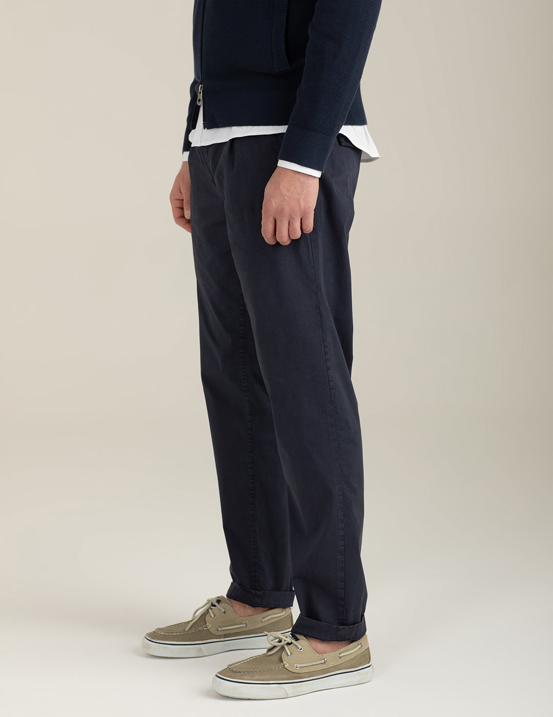 Pantalone chino in twill di satin stretch uomo blue fm26s12pu cc-a0601 Pantalone chino in twill di satin stretch