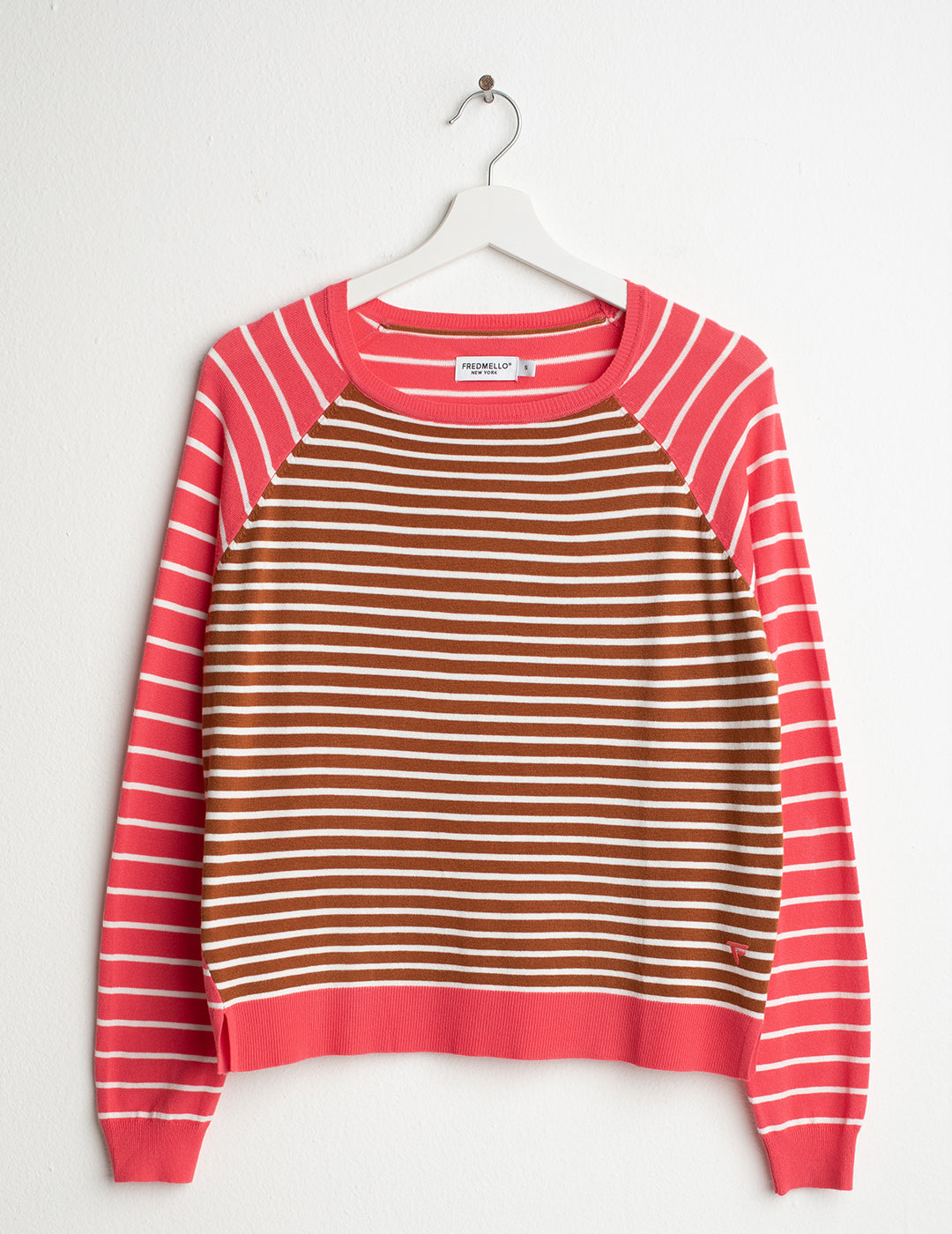 Maglia girocollo raglan a righe donna coral fw26s32mg cc-a0202 Maglia girocollo raglan a righe