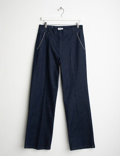 Stretch Denim Palazzo Trousers