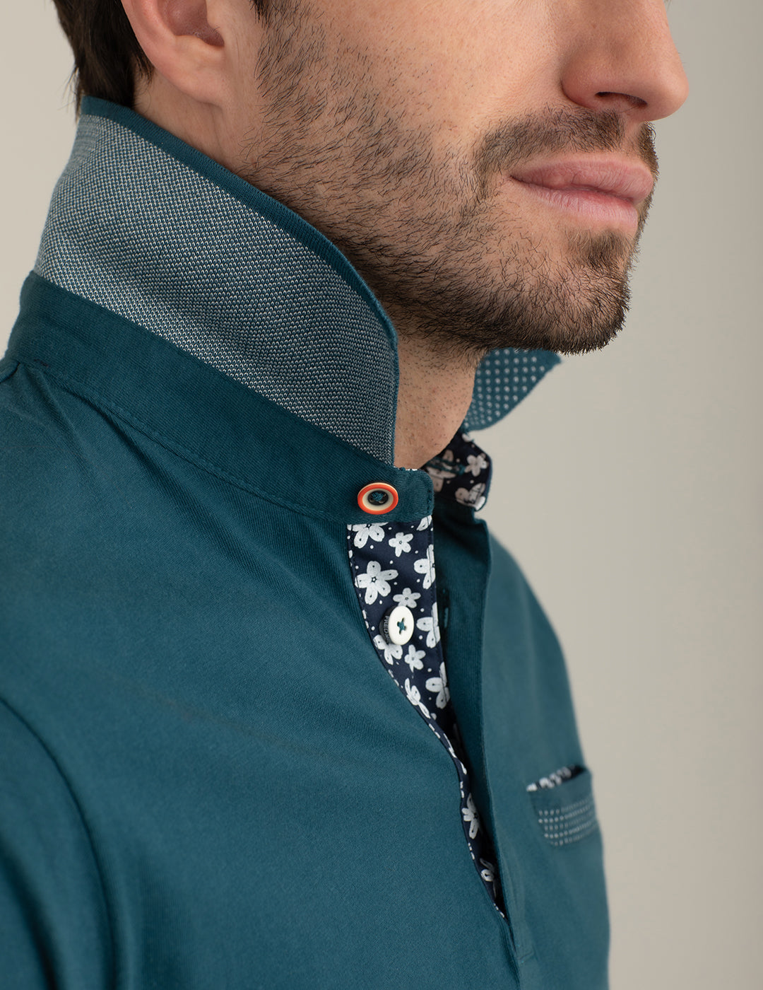 Short-Sleeve Polo with Jacquard Details man atlantic fm26s11qu cc-a0716 Short-Sleeve Polo with Jacquard Details
