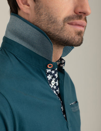 Short-Sleeve Polo with Jacquard Details