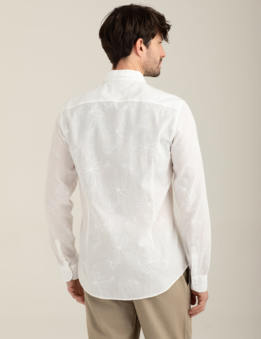Camicia in tessuto ricamato allover uomo white fm26s06cu cc-a0001 Camicia in tessuto ricamato allover