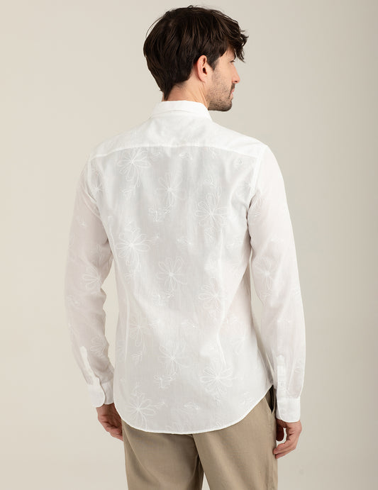 Camicia in tessuto ricamato allover - back - 002