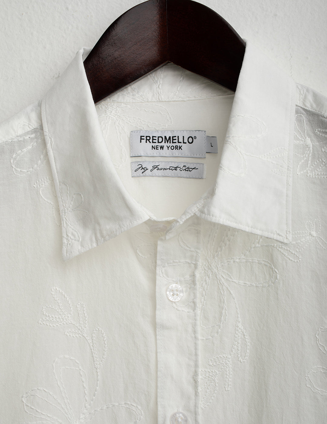Camicia in tessuto ricamato allover uomo white fm26s06cu cc-a0001 Camicia in tessuto ricamato allover