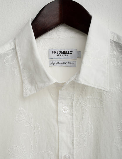 Camicia in tessuto ricamato allover