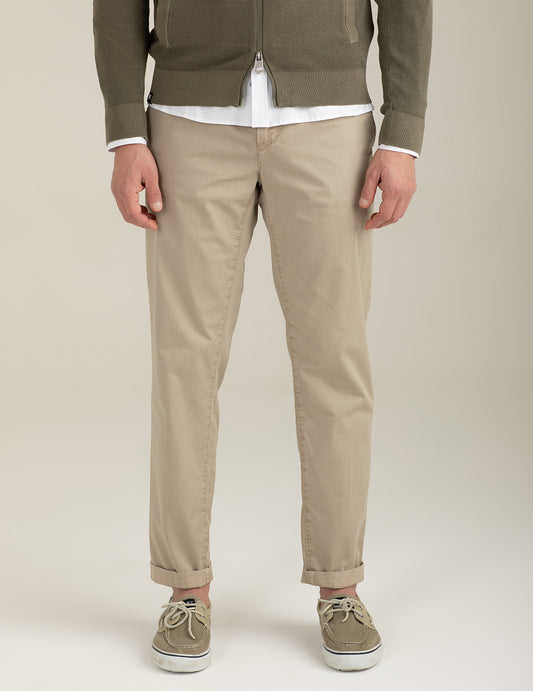 Stretch Satin Twill Chino Trousers man sand fm26s12pu cc-a0110