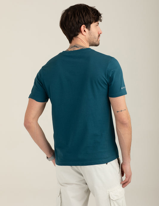 T-shirt girocollo con taschino e ricami - back - 002