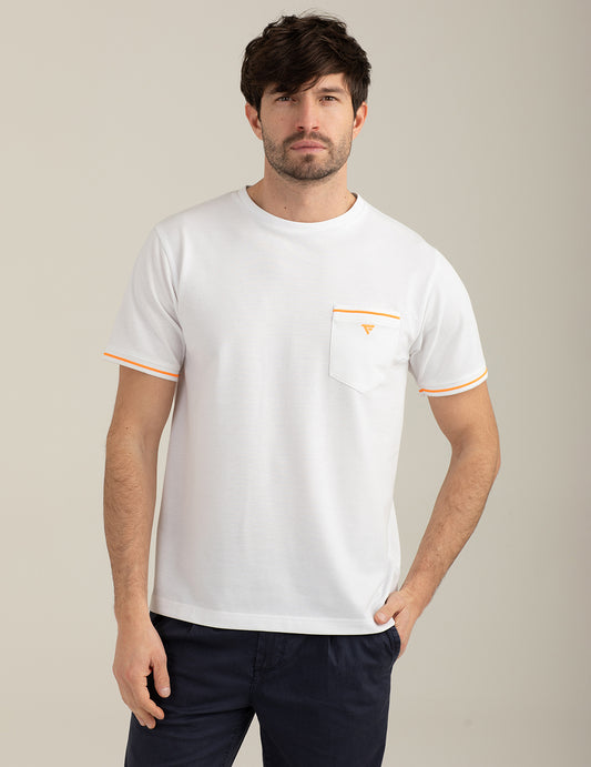 T-shirt girocollo con taschino uomo white fm26s13tg cc-a0001