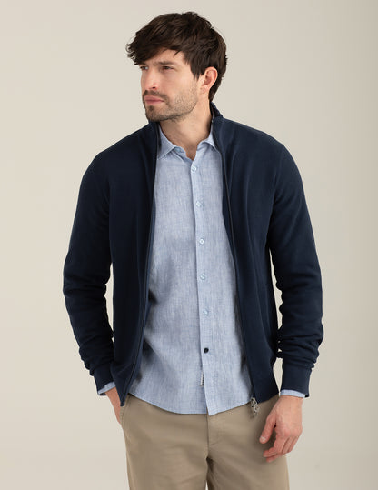 Maglia full zip in punto piquet