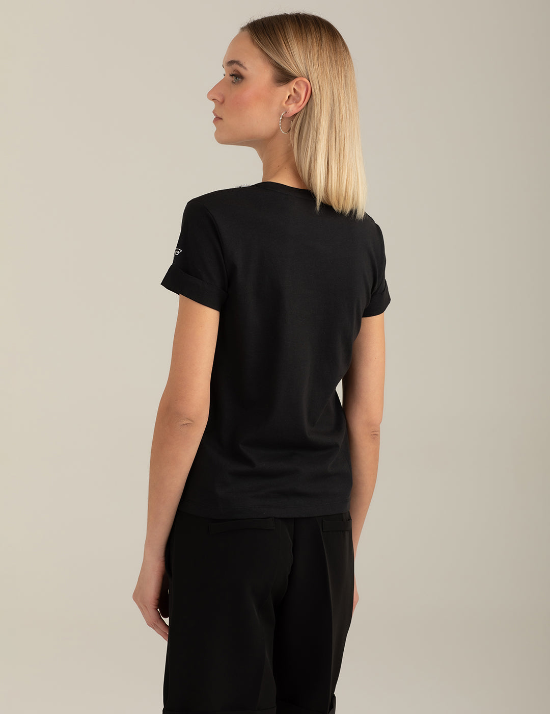 Crew Neck T-Shirt with Embroidery and Embellishments woman black fw26s13tg cc-a0951 Crew Neck T-Shirt with Embroidery and Embellishments