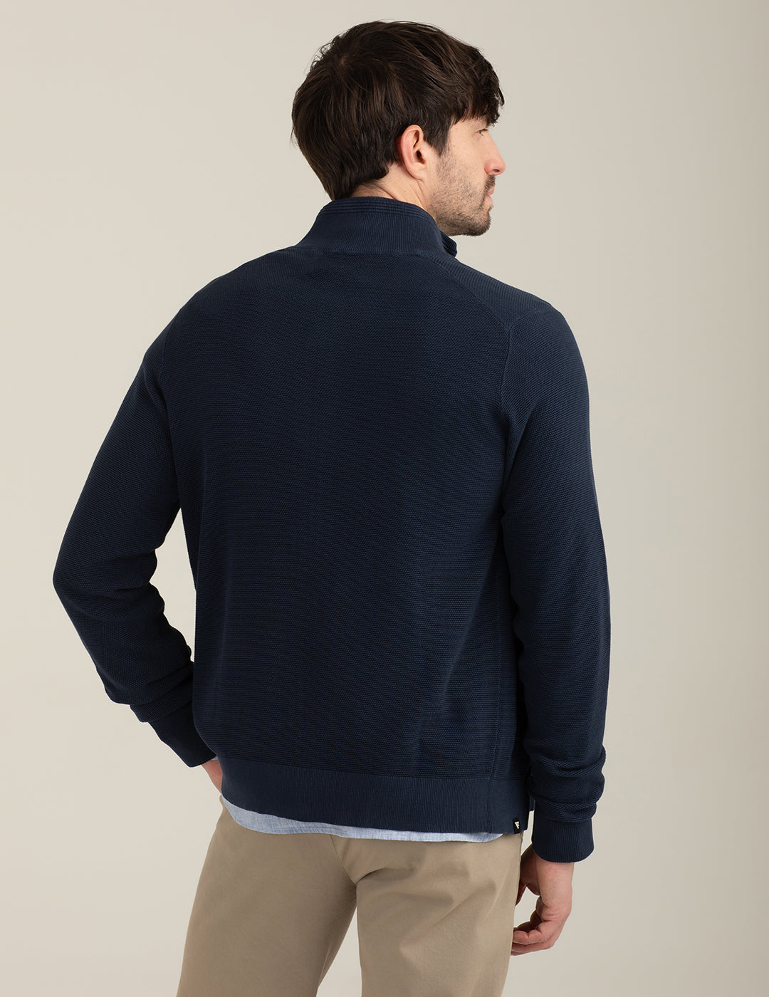 Maglia full zip in punto piquet uomo blue fm26s03mz cc-a0601 Maglia full zip in punto piquet