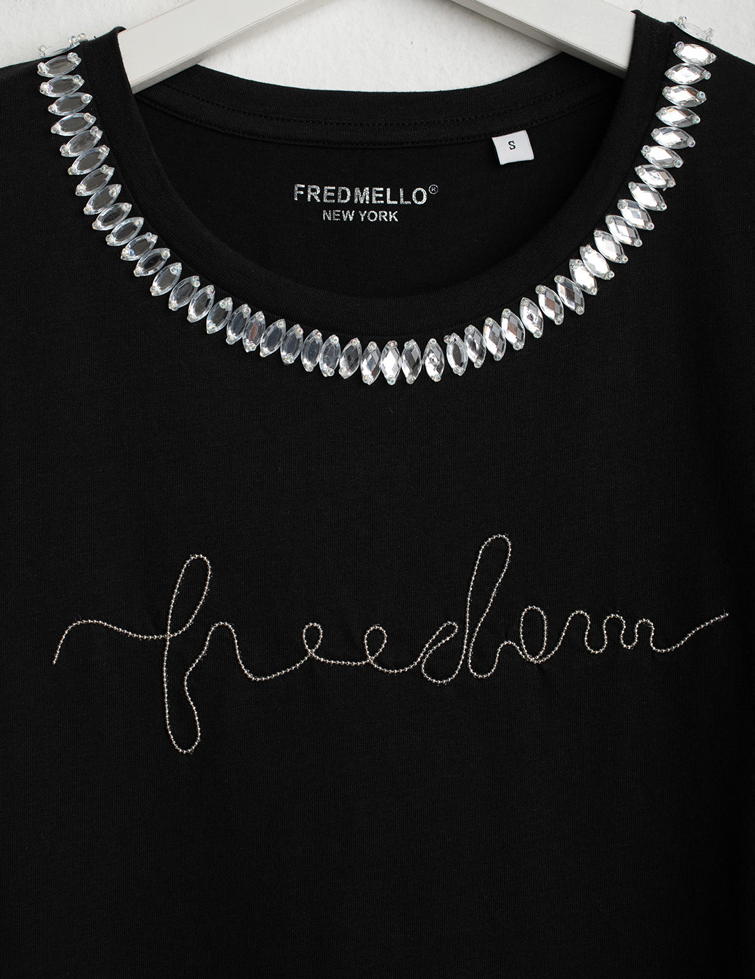 Crew Neck T-Shirt with Embroidery and Embellishments woman black fw26s13tg cc-a0951 Crew Neck T-Shirt with Embroidery and Embellishments